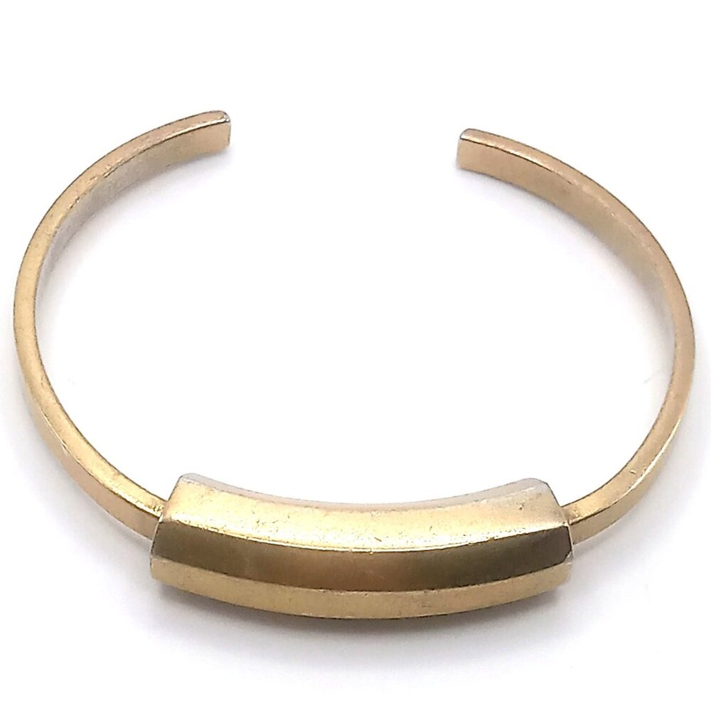 J. Crew Bracelet Gold-Tone Cuff Open Curved Bar Design Bracelet 6" Circumference